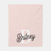 Couverture Polaire Monogramme et nom personnalisé moderne Pastel Pink (Devant)