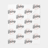 Couverture Polaire Monogramme et nom personnalisé moderne Pastel Pink (Devant)