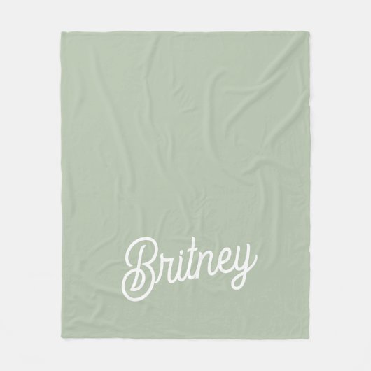 Couverture Polaire Monogramme et nom personnalisés de Sage Vert moder (Devant)