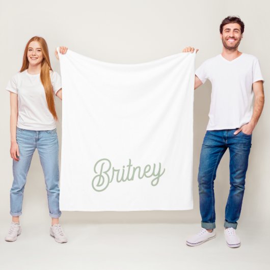 Couverture Polaire Monogramme et nom personnalisés de Sage Vert moder (En situation)