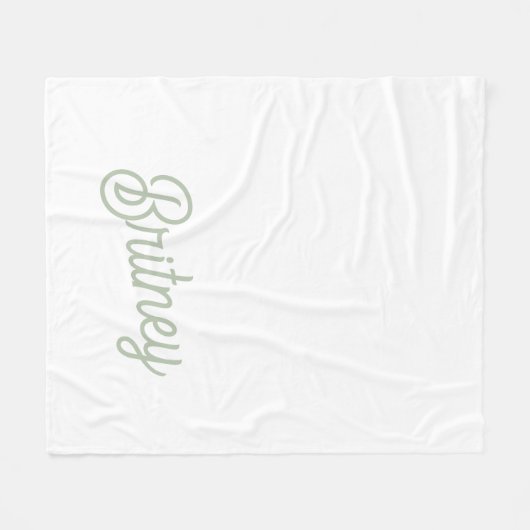 Couverture Polaire Monogramme et nom personnalisés de Sage Vert moder (Devant (Horizontal))