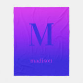 Couverture Polaire monogramme et nom personnalisés Pink to Blue Gradi (Devant)