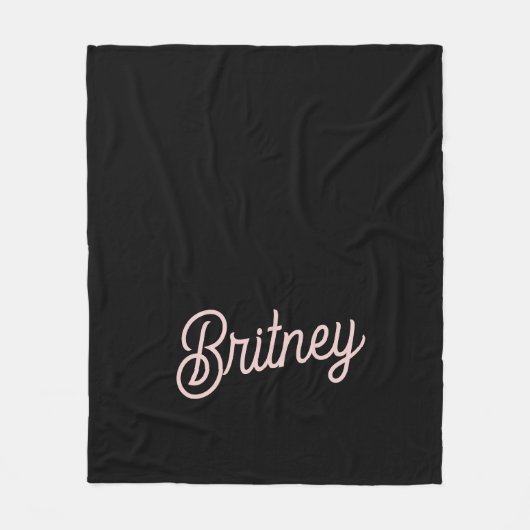 Couverture Polaire Monogramme et nom rose pâle moderne (Devant)