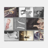 Couverture Polaire Monogramme et photos modernes gris (Devant (Horizontal))