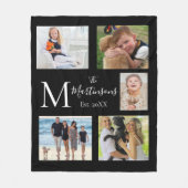 Couverture Polaire Monogramme Famille Cinq Photo Collage (Devant)