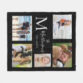 Couverture Polaire Monogramme Famille Cinq Photo Collage (Devant (Horizontal))