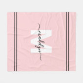 Couverture Polaire Monogramme Féminin Rose Pâle (Devant (Horizontal))