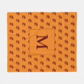 Couverture Polaire MONOGRAMME Feuilles de Chêne d'Automne Rustique (Devant (Horizontal))
