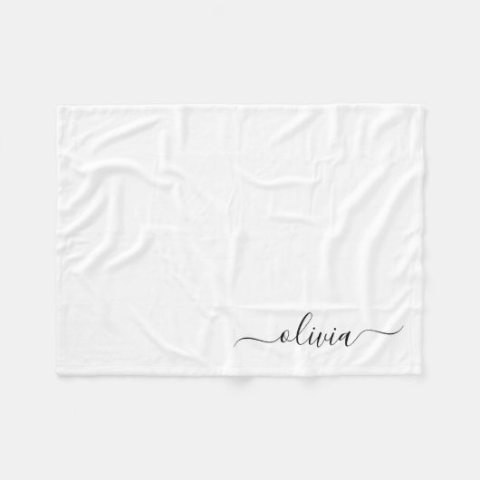Couverture Polaire Monogramme Fille Noire Nom Moderne (Devant (Horizontal))