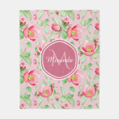 Couverture Polaire Monogramme Fleur de Pommier Rose (Devant)