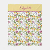 Couverture Polaire Monogramme Fleur Florale Violet Jaune Blanc Vert (Devant)