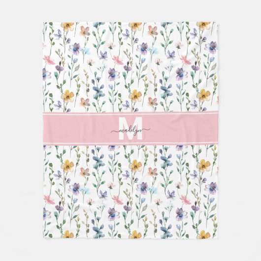 Couverture Polaire Monogramme Fleur Sauvage (Devant)