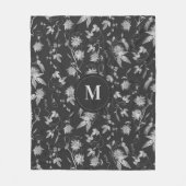 Couverture Polaire Monogramme Fleurs de passion gris foncé (Devant)