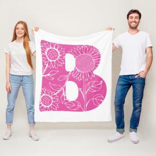Couverture Polaire monogramme floral B lettre majuscule