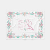 Couverture Polaire Monogramme floral Bébé Fille Blanche polaire (Devant (Horizontal))