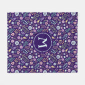 Couverture Polaire Monogramme floral blanc Boho polaire Blanche (Devant (Horizontal))