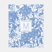 Couverture Polaire Monogramme floral bleu de Cornflower (Devant)
