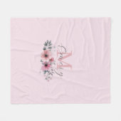 Couverture Polaire monogramme floral botanique chic rose (Devant (Horizontal))