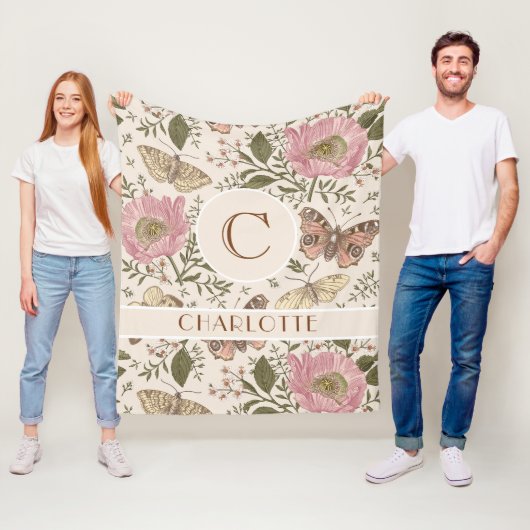 Couverture Polaire Monogramme Floral Botanique de Fleur Sauvage Tenda (En situation)