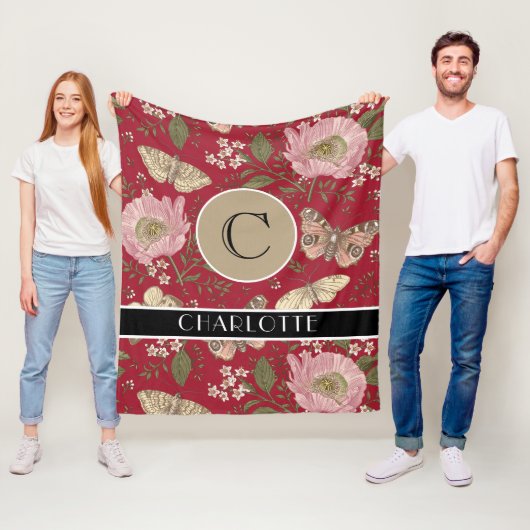 Couverture Polaire Monogramme Floral Botanique de Fleur Sauvage Tenda (En situation)