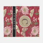 Couverture Polaire Monogramme Floral Botanique de Fleur Sauvage Tenda (Devant (Horizontal))