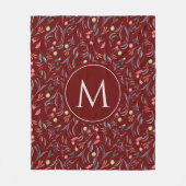 Couverture Polaire MONOGRAMME Floral Bourgogne personnalisé (Devant)
