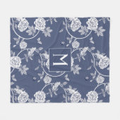 Couverture Polaire Monogramme floral de la Chinoiserie bleue (Devant (Horizontal))