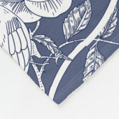 Couverture Polaire Monogramme floral de la Chinoiserie bleue (Coin)