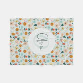 Couverture Polaire Monogramme floral mou et féminin (Devant (Horizontal))