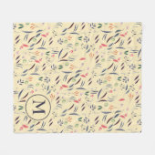 Couverture Polaire Monogramme Floral personnalisé (Devant (Horizontal))