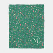 Couverture Polaire Monogramme floral personnalisé (Devant)