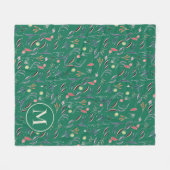 Couverture Polaire Monogramme floral personnalisé (Devant (Horizontal))