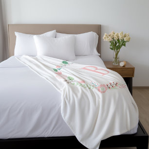 Couverture Polaire Monogramme floral rose