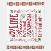 Couverture Polaire Monogramme Fruits de Noël de l'Esprit Rouge Vert (Devant)