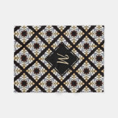 Couverture Polaire Monogramme Géométrique Bleu Noir Jaune Motif (Devant (Horizontal))