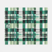 Couverture Polaire monogramme géométrique vert moderne plaid (Devant (Horizontal))