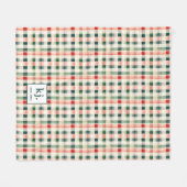 Couverture Polaire Monogramme Gingham Émeraude Douce (Devant (Horizontal))