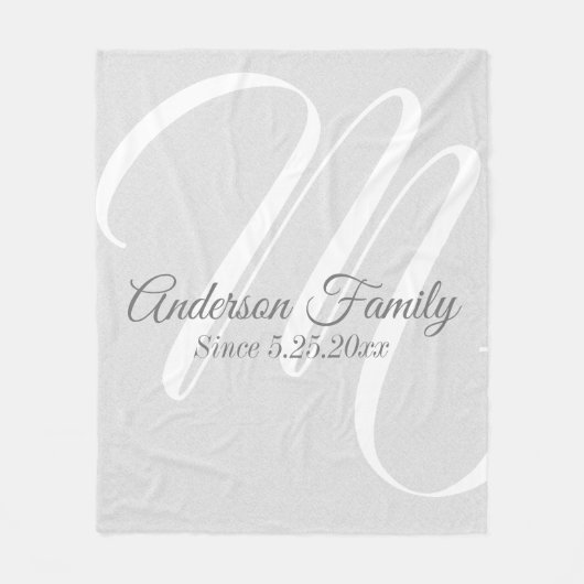 Couverture Polaire Monogramme Gris Linge Look (Devant)
