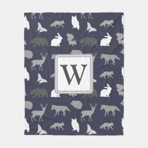 Couverture Polaire Monogramme - Gris Woodland Créatures