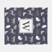 Couverture Polaire Monogramme - Gris Woodland Créatures (Devant (Horizontal))