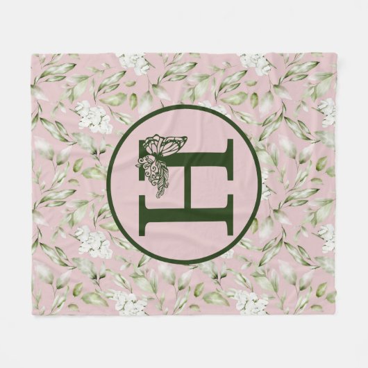 COUVERTURE POLAIRE MONOGRAMME H ROSE ET VERT (Devant (Horizontal))