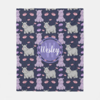 Monogramme heureux mignon d'hippopotames et de