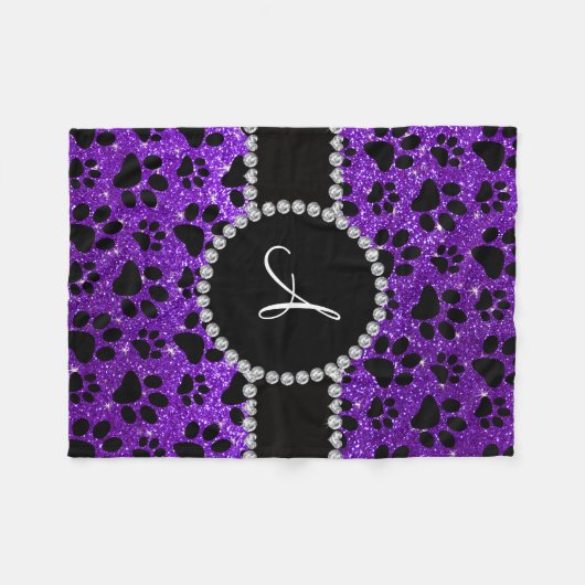Couverture Polaire Monogramme indigo parties scintillant violet patte (Devant (Horizontal))