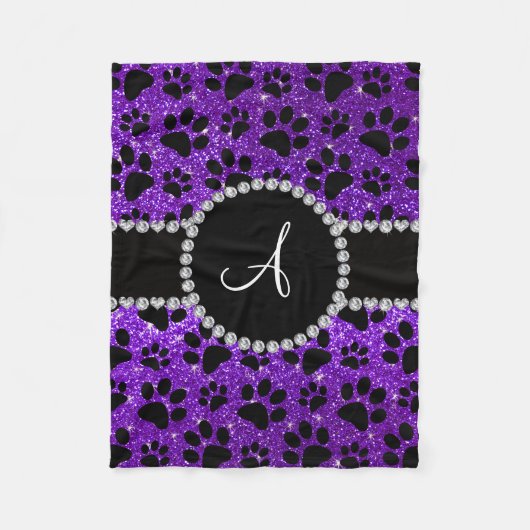 Couverture Polaire Monogramme indigo parties scintillant violet patte (Devant)