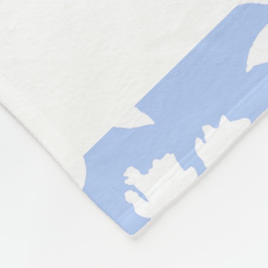 Couverture Polaire Monogramme initial blanc et bleu clair (Coin)