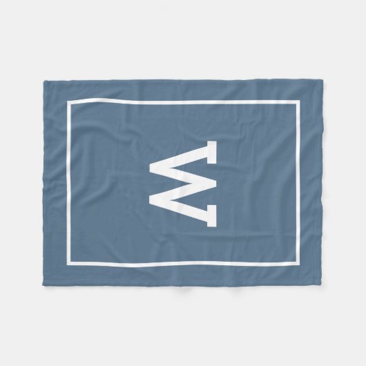 Couverture Polaire Monogramme initial bleu foncé simple (Devant (Horizontal))