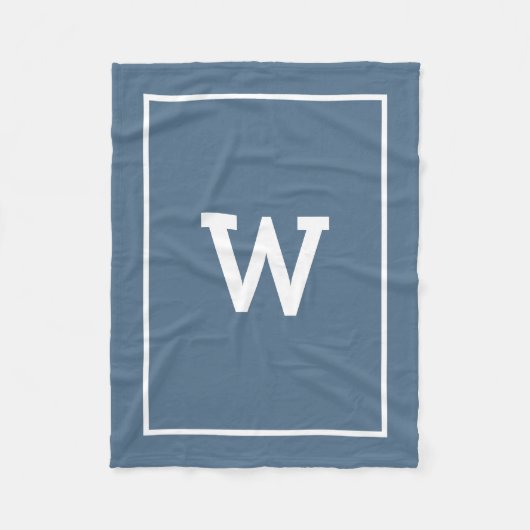 Couverture Polaire Monogramme initial bleu foncé simple (Devant)