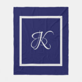 Couverture Polaire Monogramme Initial Bleu Gris Élégant (Devant)