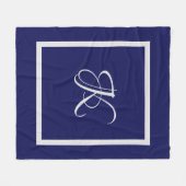 Couverture Polaire Monogramme Initial Bleu Gris Élégant (Devant (Horizontal))