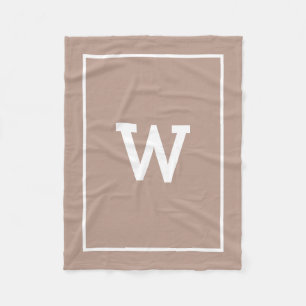 Couverture Polaire Monogramme initial de tons beiges simples